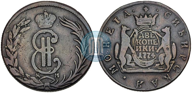 Picture 2 kopecks 1774 year КМ 