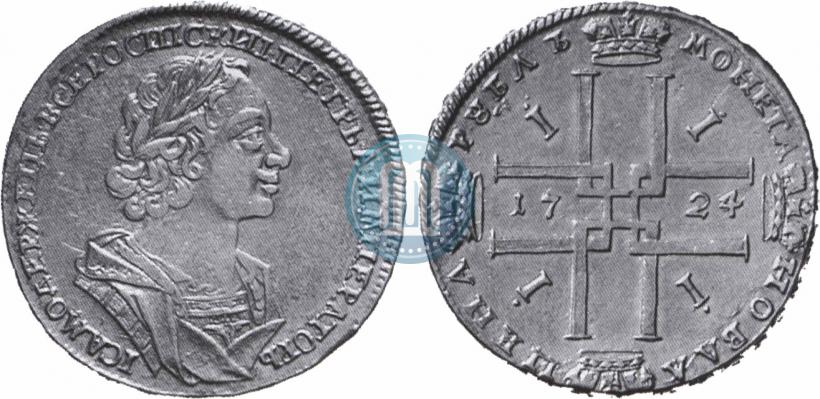 Фото 1 рубль 1724 года  "Портрет в античных доспехах"