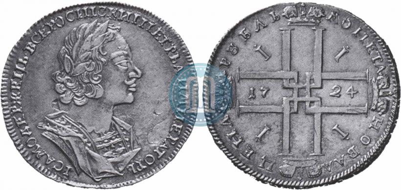 Фото 1 рубль 1724 года  "Портрет в античных доспехах"