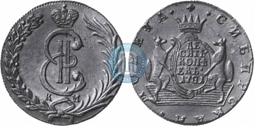 Фото 10 копеек 1781 года КМ 