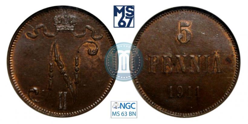 Фото 5 пенни 1911 года  