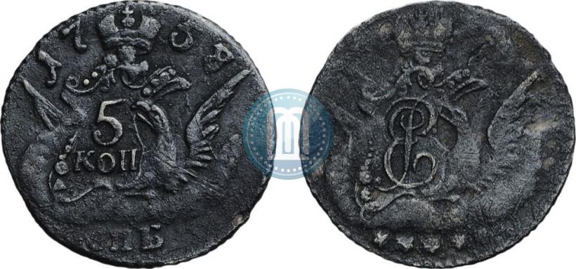 Фото 5 копеек 1758 года СПБ 