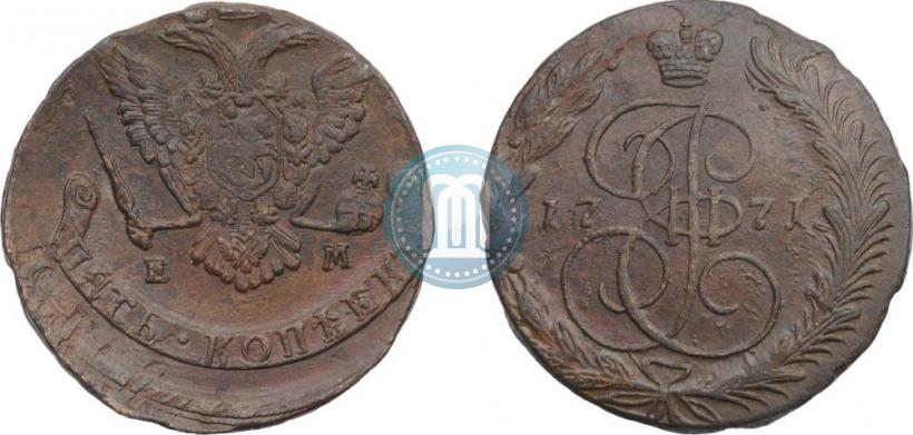 Picture 5 kopecks 1771 year ЕМ 