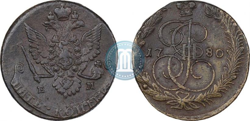 Фото 5 копеек 1780 года ЕМ 