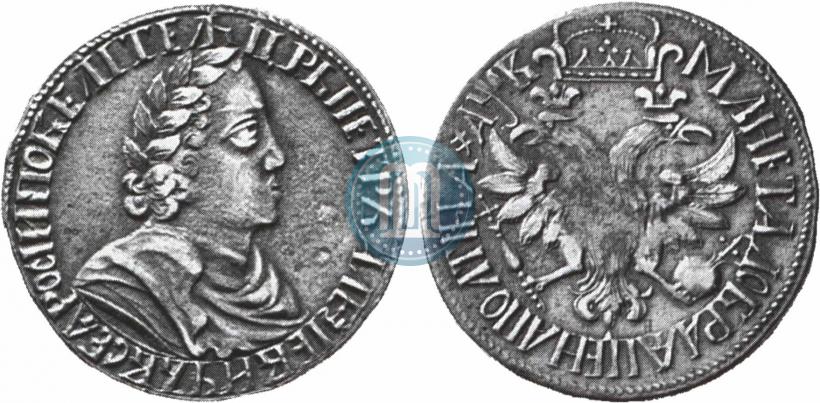 Picture Poltina 1702 year  "Without ribbons near the wreath"