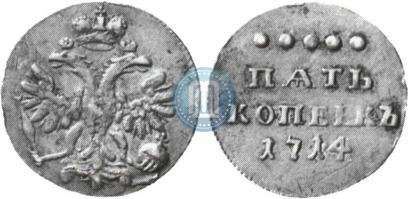 Picture 5 kopecks 1714 year  
