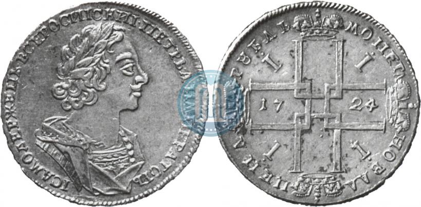 Фото 1 рубль 1724 года  "Портрет в античных доспехах"