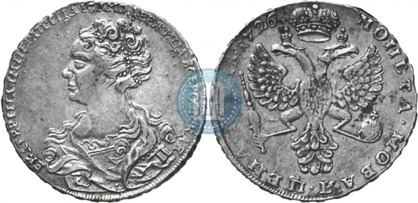Фото 1 рубль 1726 года  "Московский тип, портрет влево"