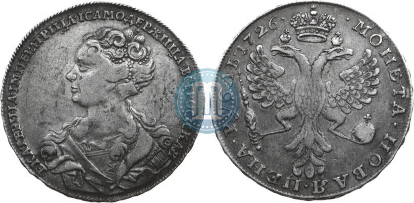 Фото 1 рубль 1726 года  "Московский тип, портрет влево"