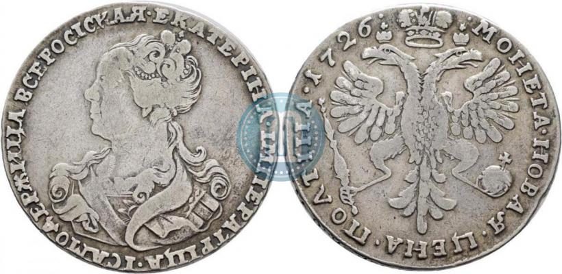 Picture Poltina 1726 year  "Moscow type, portrait turned to the right"