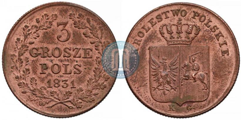 Фото 3 гроша 1831 года KG "Польское восстание"