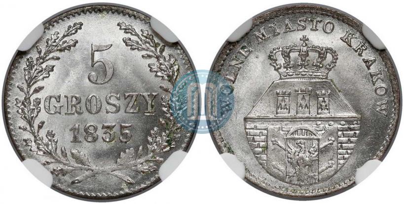 Фото 5 грошей 1835 года  "Свободный город Краков"