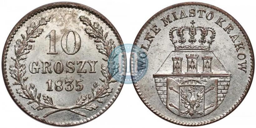 Picture 10 groszy 1835 year  "Free city of Kraków"