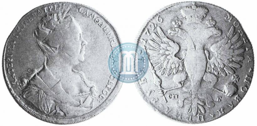 Picture 1 rouble 1726 year СПБ "Petersburg type, portrait turned to the right"
