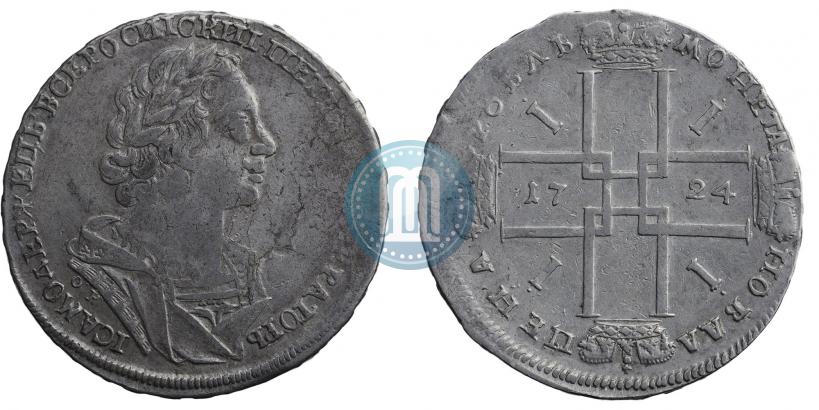 Фото 1 рубль 1724 года OK "Портрет в античных доспехах"
