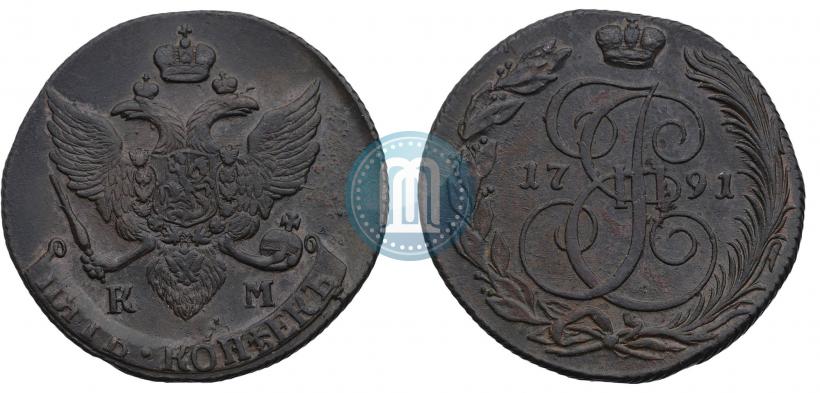 Picture 5 kopecks 1791 year КМ 