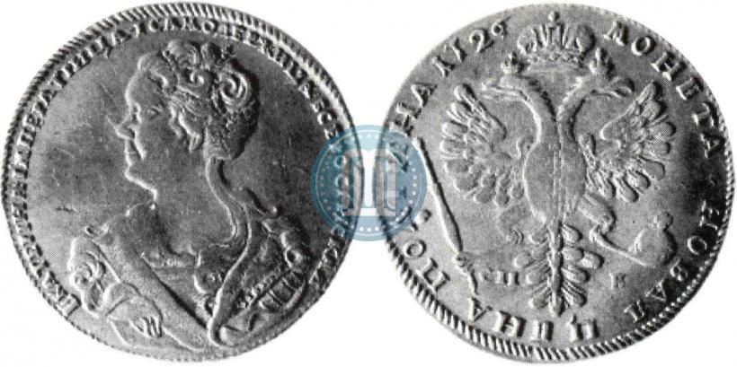 Фото Полтина 1726 года СПБ "Петербургский тип, портрет влево"