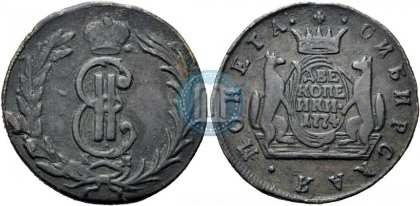Picture 2 kopecks 1774 year КМ 