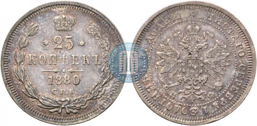 Фото 25 копеек 1880 года СПБ-НФ 