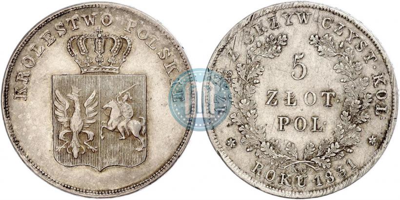 Фото 5 злотых 1831 года KG "Польское восстание"