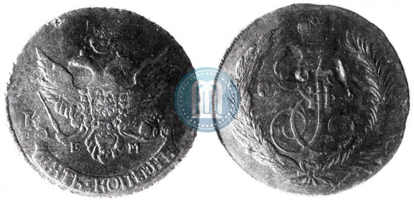 Picture 5 kopecks 1791 year ЕМ "Paul's restrike"