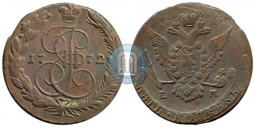 Picture 5 kopecks 1772 year ЕМ 