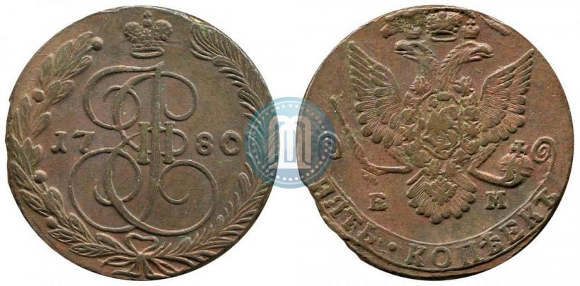 Picture 5 kopecks 1780 year ЕМ 