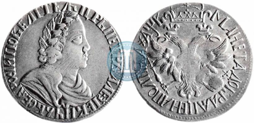Picture Poltina 1702 year  "Without ribbons near the wreath"