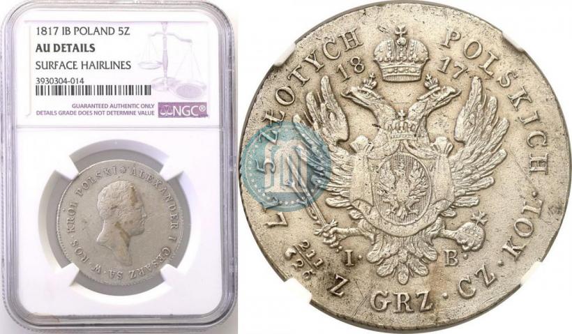 Picture 5 złotych 1817 year IB 