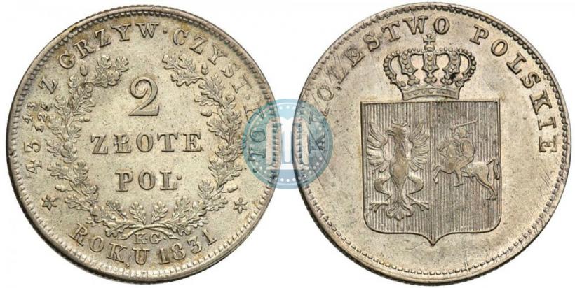 Picture 2 złote 1831 year KG "Polish uprising"