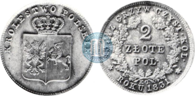 Picture 2 złote 1831 year KG "Polish uprising"