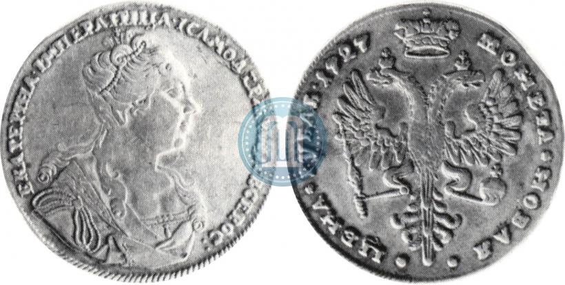 Фото 1 рубль 1727 года  "Московский тип, портрет вправо"