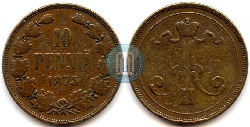Фото 10 пенни 1875 года  