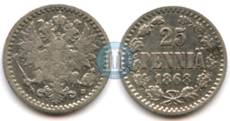 Фото 25 пенни 1868 года S 