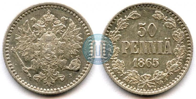 Фото 50 пенни 1865 года S 