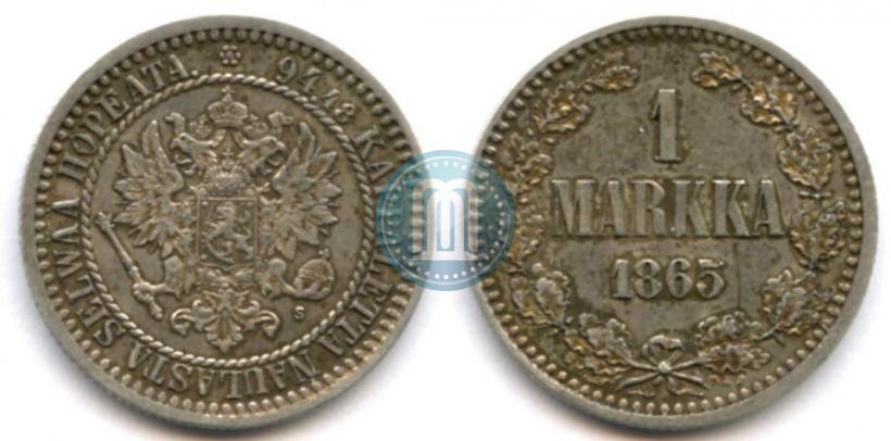 Picture 1 markka 1865 year S 