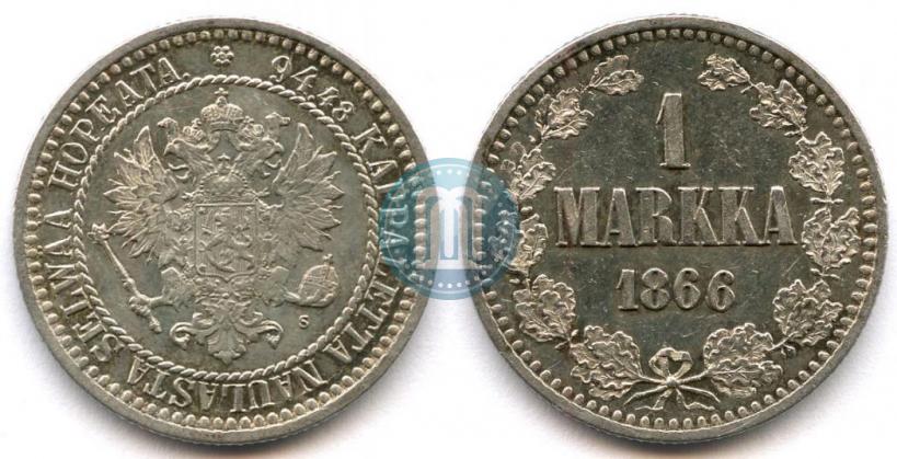 Picture 1 markka 1866 year S 