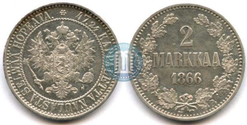 Picture 2 markkaa 1866 year S 