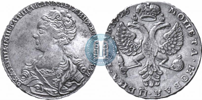 Picture 1 rouble 1726 year  "Moscow type, portrait turned to the left"