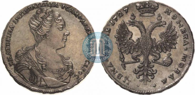 Фото 1 рубль 1727 года  "Московский тип, портрет вправо"