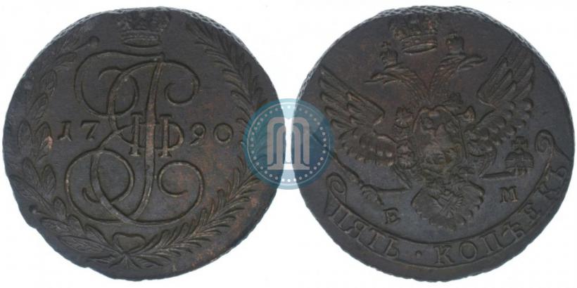 Picture 5 kopecks 1790 year ЕМ 
