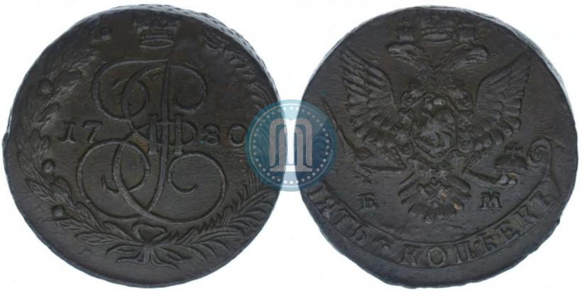 Picture 5 kopecks 1780 year ЕМ 