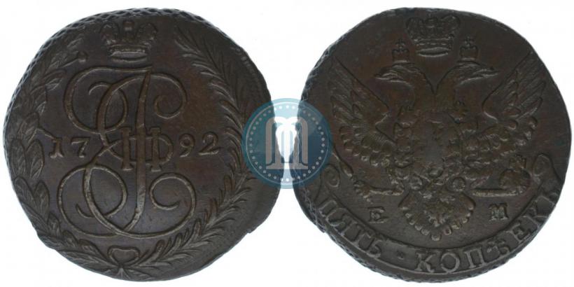 Picture 5 kopecks 1792 year ЕМ 