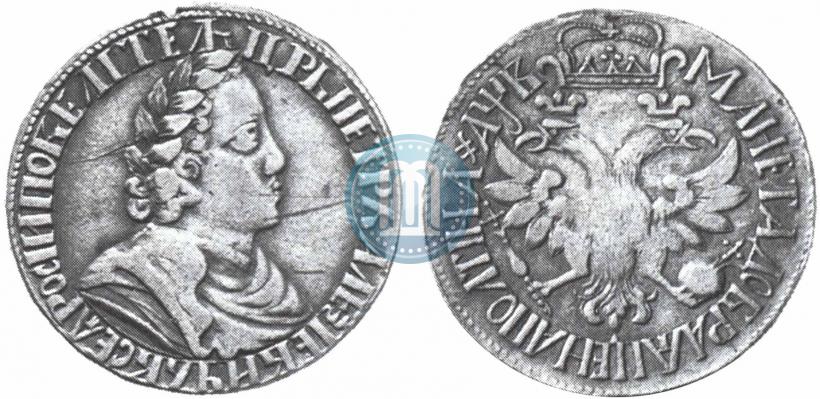 Picture Poltina 1702 year  "Without ribbons near the wreath"
