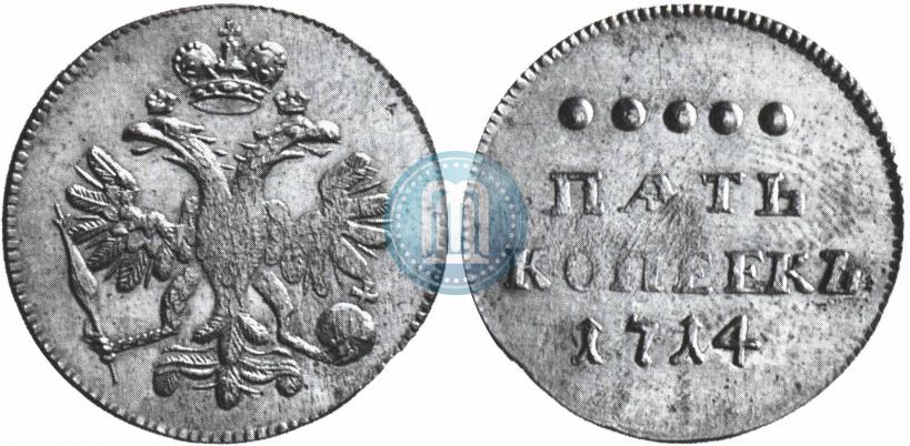 Фото 5 копеек 1714 года  