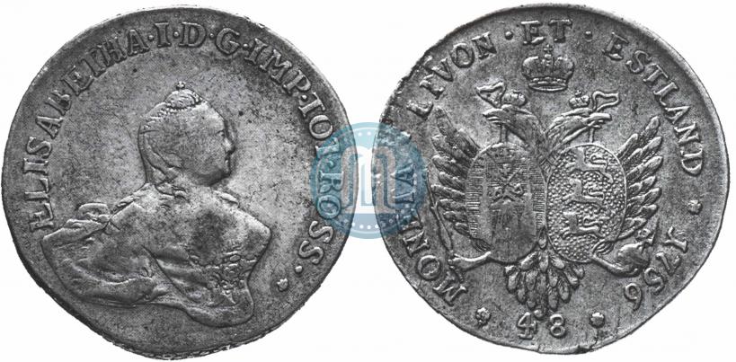 Picture 48 kopecks 1756 year  "For Livonia"