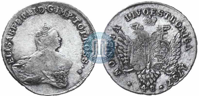Picture 48 kopecks 1757 year  "For Livonia"