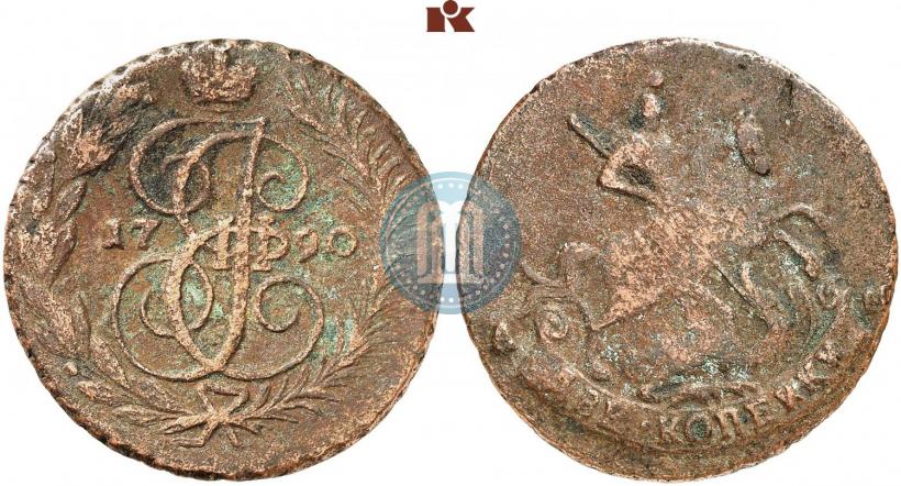 Фото 2 копейки 1790 года АМ 