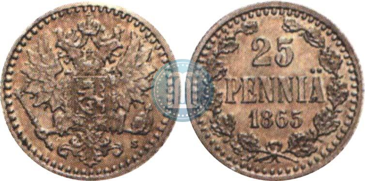 Фото 25 пенни 1865 года S 