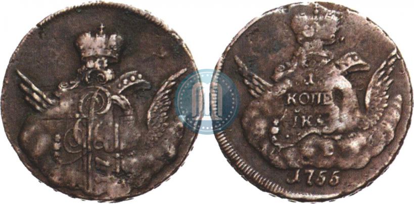 Фото 1 копейка 1755 года  